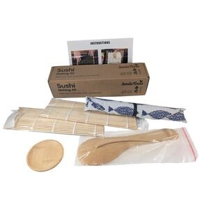 SmileTools Sushi Making Kit Bamboo Rolling Mats Paddle Spreader Set with Guide